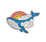 Graphic Heart - Rainbow Whale in the Clouds - Vinyl Sticker