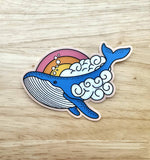 Graphic Heart - Rainbow Whale in the Clouds - Vinyl Sticker