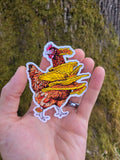 Mushroom Marauder - Chicken of the Woods | Funny Mushroom Sticker: Clear Laminate